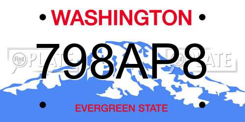 798AP8 Washington License Plate