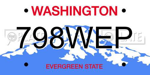 798WEP Washington License Plate