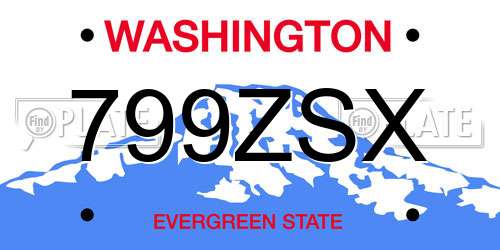 799ZSX Washington License Plate