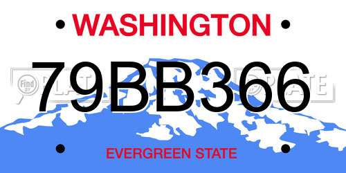 79BB366 Washington License Plate