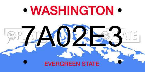 7A02E3 Washington License Plate