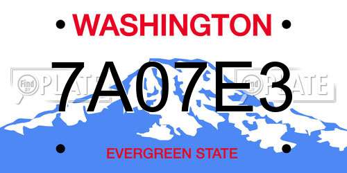 7A07E3 Washington License Plate