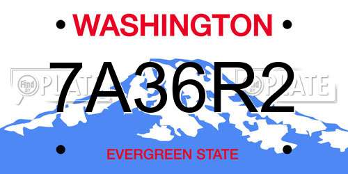 7A36R2 Washington License Plate