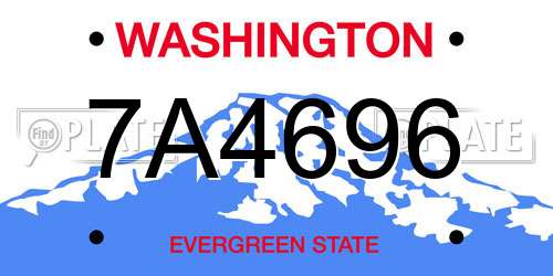 7A4696 Washington License Plate