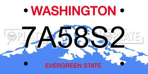7A58S2 Washington License Plate