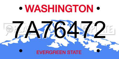 7A76472 Washington License Plate