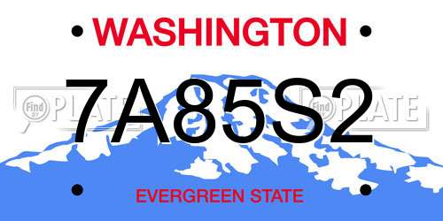 7A85S2 Washington License Plate