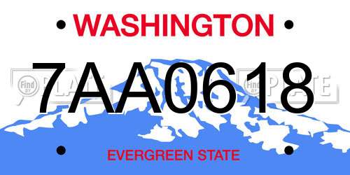 7AA0618 Washington License Plate
