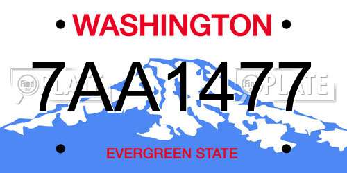 7AA1477 Washington License Plate