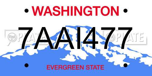7AAI477 Washington License Plate