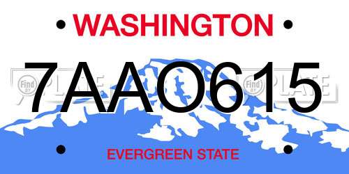 7AAO615 Washington License Plate