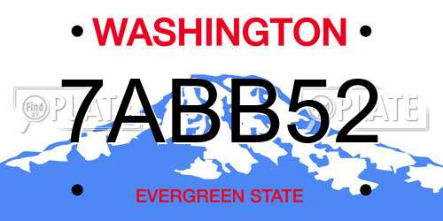 7ABB52 Washington License Plate