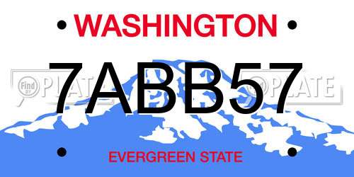 7ABB57 Washington License Plate