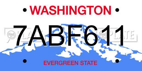 7ABF611 Washington License Plate
