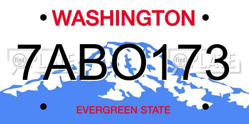 7ABO173 Washington License Plate