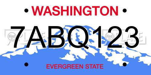 7ABQ123 Washington License Plate