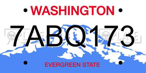 7ABQ173 Washington License Plate