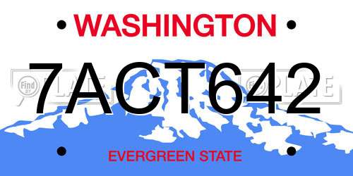 7ACT642 Washington License Plate