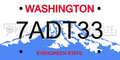 7ADT33 Washington License Plate