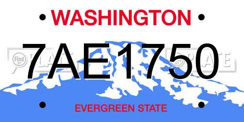 7AE1750 Washington License Plate