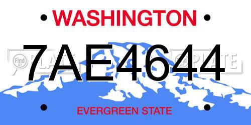 7AE4644 Washington License Plate