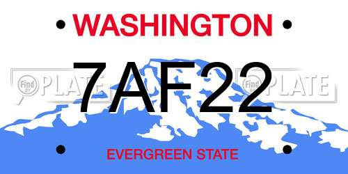 7AF22 Washington License Plate