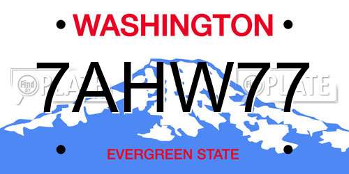 7AHW77 Washington License Plate