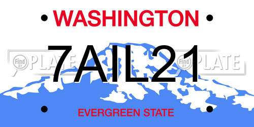 7AIL21 Washington License Plate