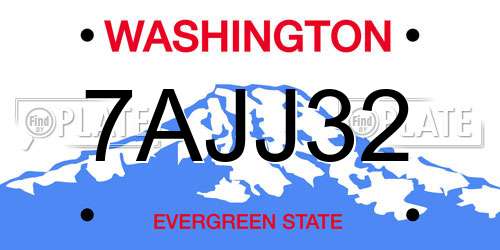 7AJJ32 Washington License Plate