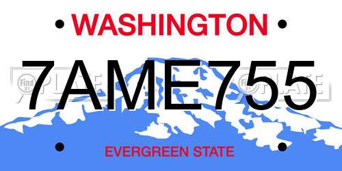 7AME755 Washington License Plate