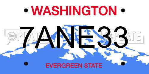 7ANE33 Washington License Plate