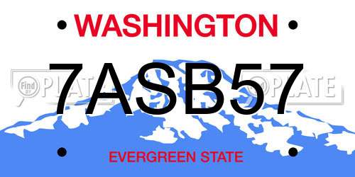 7ASB57 Washington License Plate