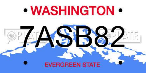 7ASB82 Washington License Plate