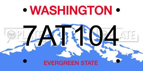 7AT104 Washington License Plate