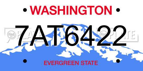 7AT6422 Washington License Plate