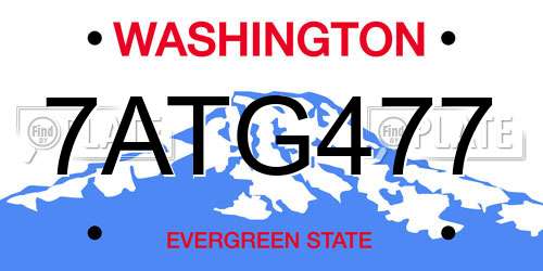 7ATG477 Washington License Plate
