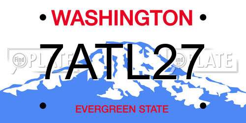 7ATL27 Washington License Plate