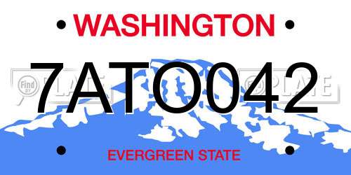 7ATO042 Washington License Plate