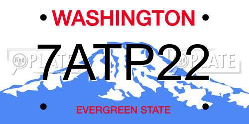 7ATP22 Washington License Plate