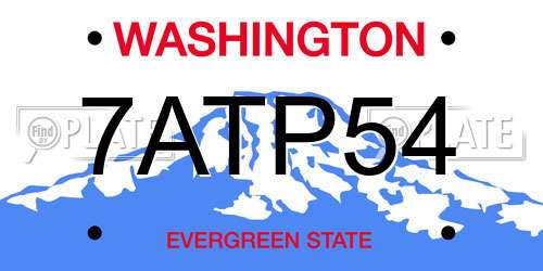 7ATP54 Washington License Plate