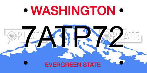 7ATP72 Washington License Plate