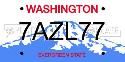7AZL77 Washington License Plate