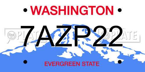 7AZP22 Washington License Plate