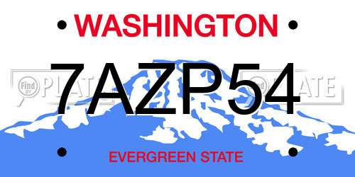7AZP54 Washington License Plate