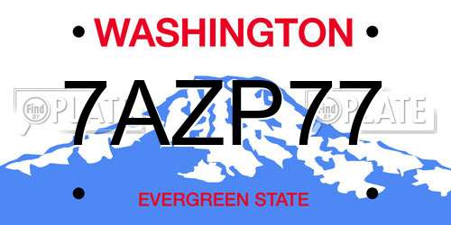 7AZP77 Washington License Plate