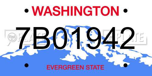 7B01942 Washington License Plate