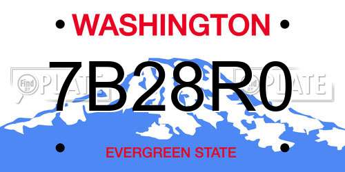 7B28R0 Washington License Plate