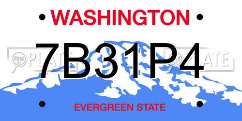 7B31P4 Washington License Plate