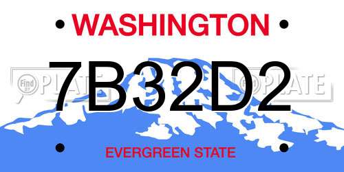 7B32D2 Washington License Plate