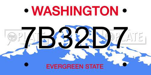 7B32D7 Washington License Plate